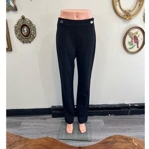 Vintage Y2K Black High-Waist Pants Silver Button Detail Side Zip